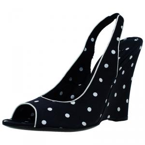 Pre Owned حذاء روكي دولتشي أند غابانا بفتحة كعب منقط ساتان أسود مقاس 37.5