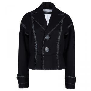  Dsquared2 Black Wool Metallic Edging Detail Blazer M