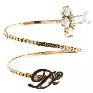 Dsquared Faux Pearl Enamel & Gold Tone Adjustable Armlet