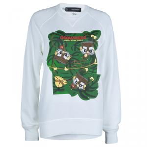 Dsquared2 White Graphic Print Sweatshirt S