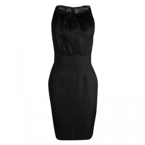 DSquared2 Black Silk Feather Detail Embellished Sleeveless Dress S
