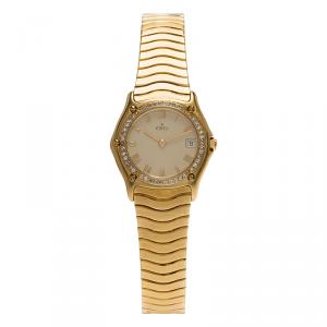 Ebel Mother of Pearl 18K Yellow Gold Diamond Sportwave Women's Wristwatch 27MM