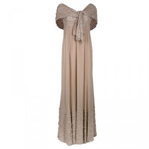 Elie Saab Beige Beaded Gown M