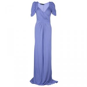 Elie Saab Lilac Knit Gathered Maxi Dress L