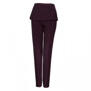 Elie Saab Burgundy High Waist Trousers S