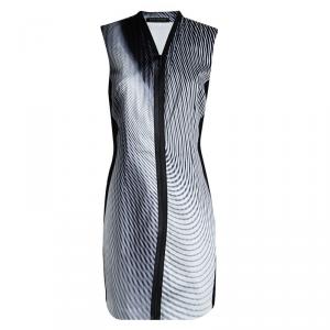 Elie Tahari Monochrome Printed Zip Front Sleeveless Mercer Dress M