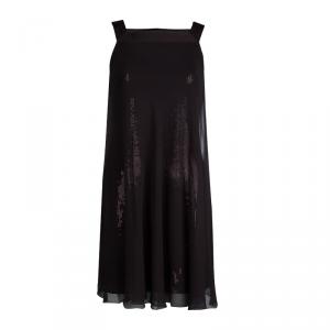 Elie Tahari Brown Silk Blend and Sequins Sleeveless Dress M