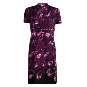 Elie Tahari Pink Silk Knit Floral Printed Dress L
