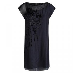Elie Tahari Grey Silk Embellished Dress M