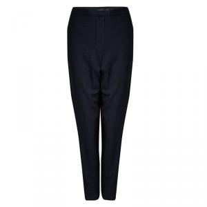 Elie Tahari Blue Pin Checked Wool Tailored Trousers L