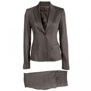 Elie Tahari Brown Self Striped Pant Suit M