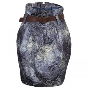 Elizabeth and James Grey Brocade Belted High Waist Skirt S