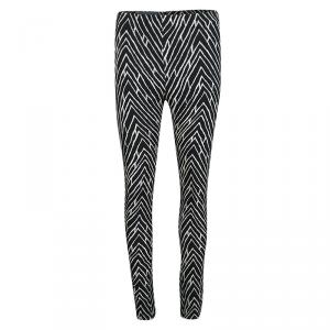 Emanuel Ungaro Monochrome Chevron Printed Tapered Trousers S