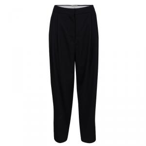 Emilio Pucci Black Wool Pleated High Waist Loose Fit Trousers L