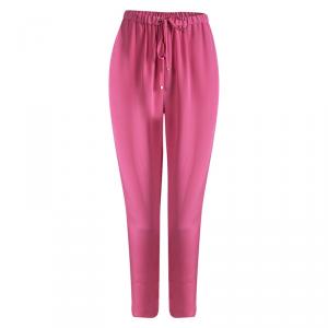 Emilio Pucci Pink Silk Tie Detail Trousers L