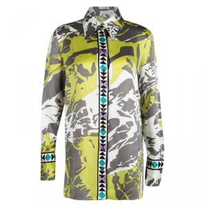 Emilio Pucci Multicolor Printed Silk Long Sleeve Button Front Shirt L