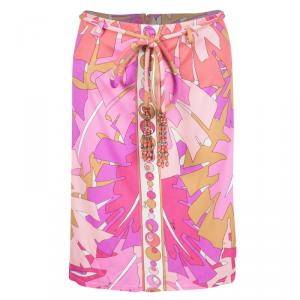 Emilio Pucci Multicolor Printed Belted A-Line Skirt S