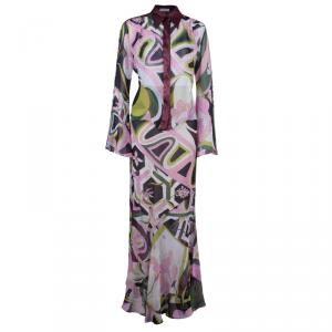 Emilio Pucci Multicolor Abstract Chiffon Top And Skirt Set L