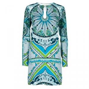 Emilio Pucci Multicolor Printed Long Sleeve Shift Dress S