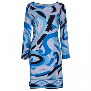 Emilio Pucci Blue Printed Silk Jersey Dress S