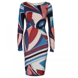 Emilio Pucci Multicolor Print Long Sleeve Dress M
