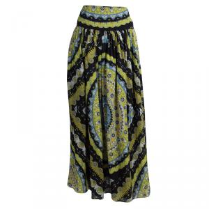 Emilio Pucci Multicolor Printed Silk Gathered Maxi Skirt S
