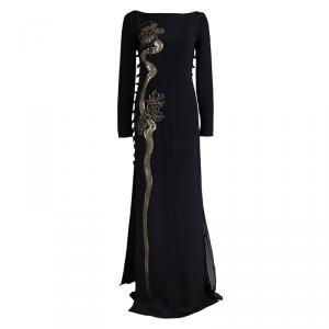 Emilio Pucci Black Silk Beaded Long Sleeve Maxi Dress S