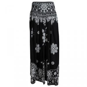 Emilio Pucci Black Embroidered Silk Gathered Maxi Skirt S