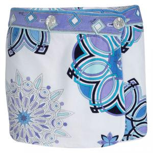 Emilio Pucci Multicolor Printed Velvet Wraparound Mini Skirt M