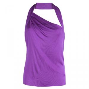 Emilio Pucci Purple Silk Backless Draped Top M