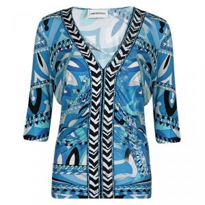 Emilio Pucci Multicolor Printed Draped Skirt And Top Set L