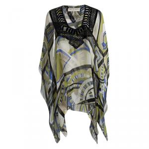 Emilio Pucci Multicolor Printed Silk Embellished Kaftan S