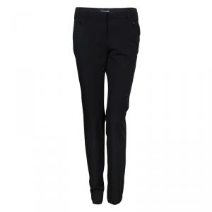 Pre Owned Emporio Armani Black Straight Fit Trousers S