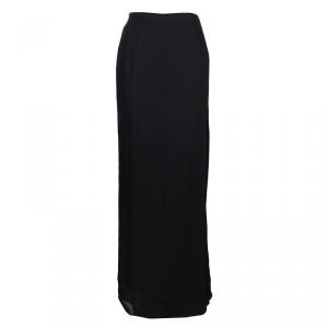Pre Owned Emporio Armani Black Silk Maxi Skirt  M
