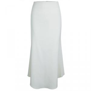 Pre Owned Emporio Armani Cream Wool Flared Maxi Skirt L