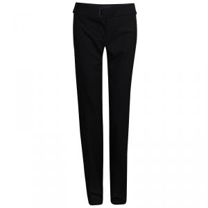 Pre Owned Emporio Armani Black Stretch Wool Trousers S