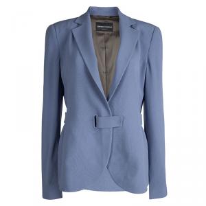 Pre Owned Emporio Armani Blue Loop Detail Cady Blazer L