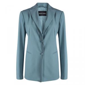 Pre Owned Emporio Armani Teal Wool Notched Collar Blazer M