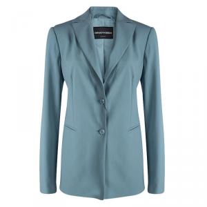Pre Owned Emporio Armani Teal Wool Notched Collar Blazer L