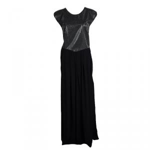 Pre Owned Emporio Armani Elite Black Embellished Cross Back Maxi Dress M