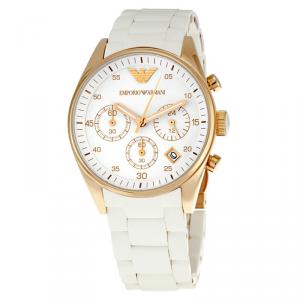 Emporio Armani White Gold-Plated Stainless Steel AR4668 Women's Wristwatch 38MM