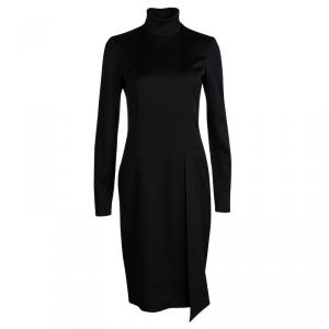 Pre Owned Emporio Armani Black High Neck Long Sleeve Dress M