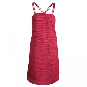 Pre Owned Emporio Armani Pink Beadwork Embellished Strappy Dress M