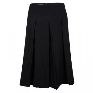 Pre Owned Emporio Armani Black Wool Pleated Skirt S