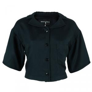 Pre Owned Emporio Armani Black Short Sleeve Jacket S