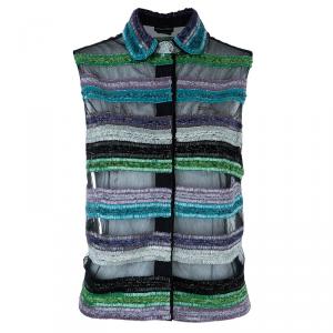 Pre Owned Emporio Armani Beaded Sleeveless Top S