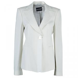 Pre Owned Emporio Armani Cream Fitted Blazer L