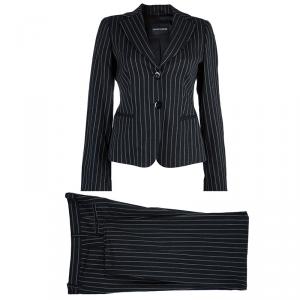 Pre Owned Emporio Armani Black Striped Pant Suit S