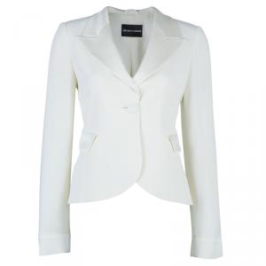 Pre Owned Emporio Armani White Silk Blazer S
