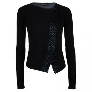 Pre Owned Emporio Armani Black Embellished Cardigan S